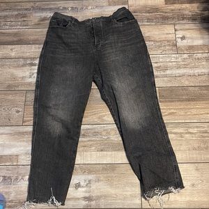 High rise straight jeans / black with a little grey / size 16